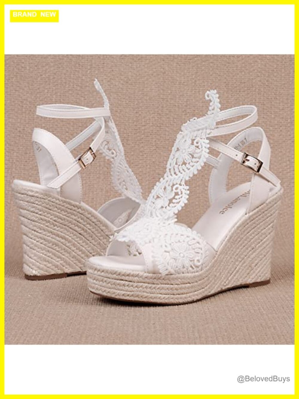 Woven Wedge Platform Sandals Open Toe Ankle Strap PU Leather Bridesmaid Wedding - Picture 3 of 5